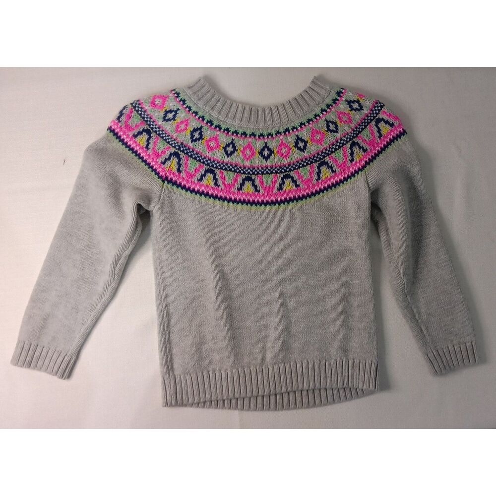 Carters Toddler Fair Isle Sweater Gray Pink Size 3T